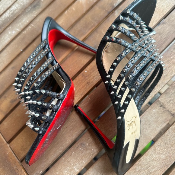Christian Louboutin heels spike black leather shoes 39 - Picture 6 of 7